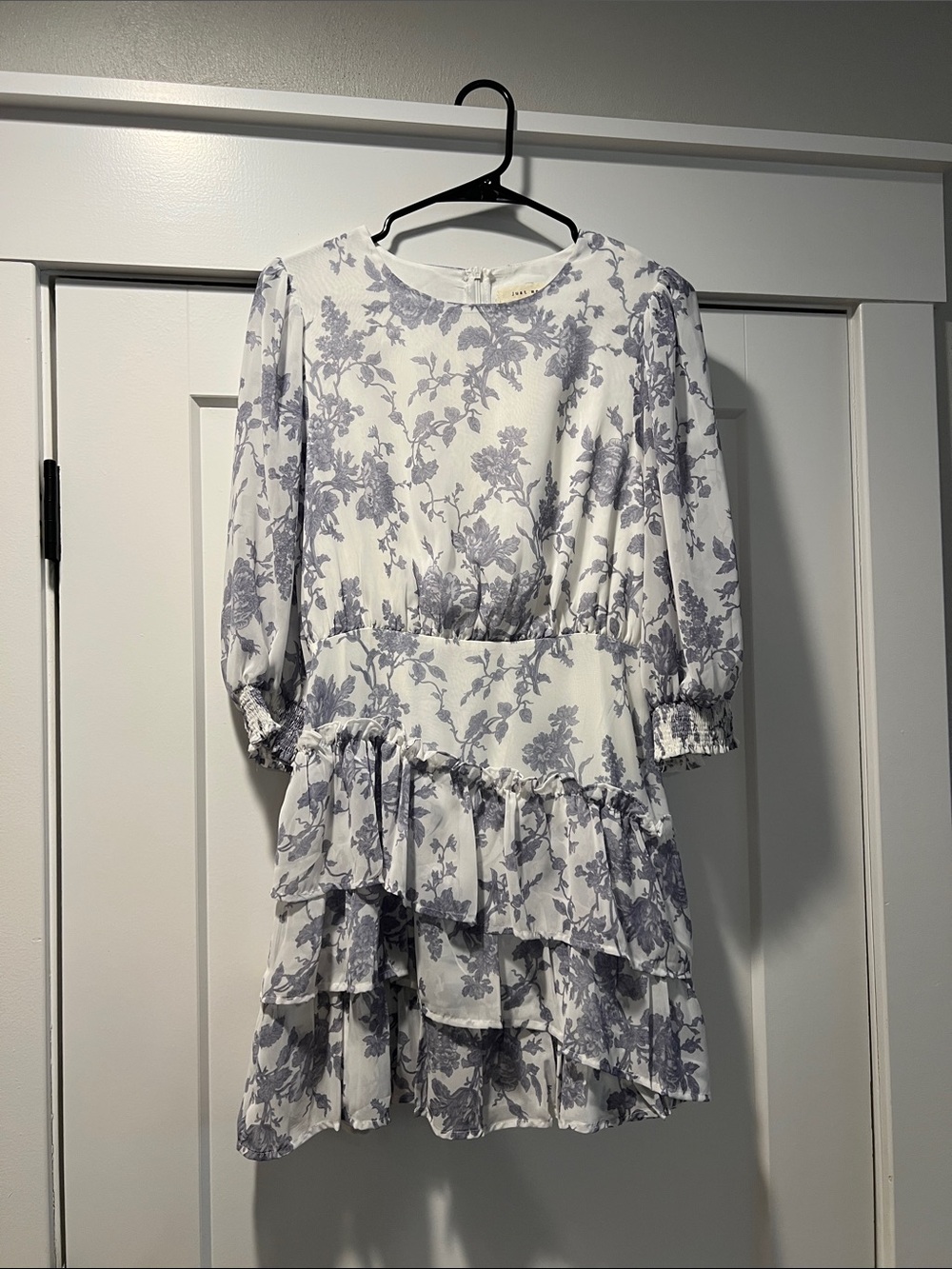 Just Me Cream Mini Dress with Light Purple Floral Print